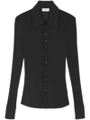 SAINT LAURENT RIBBED-KNIT POLO TOP