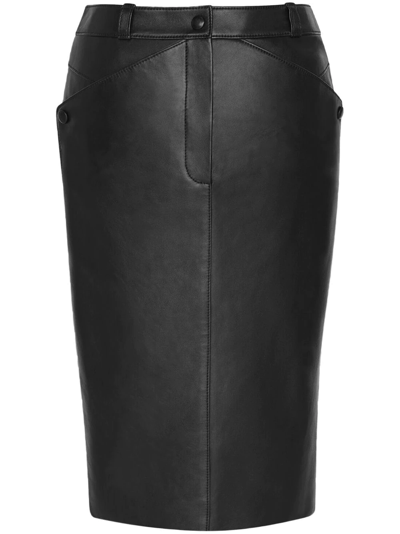 Saint Laurent Panelled Leather Skirt In Black