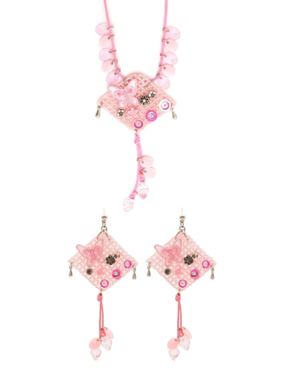 Amir Slama Bead-embellished Pendant In Pink
