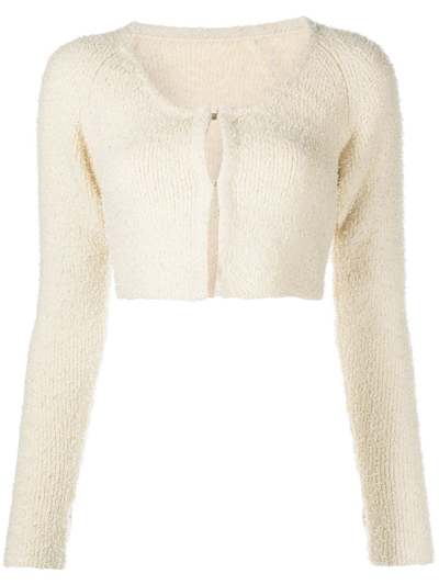Alix Nyc Phoenix Cropped Stretch-knitted Top In Ivory