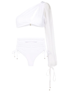 AMIR SLAMA ONE-SHOULDER LONG-SLEEVE BIKINI SET