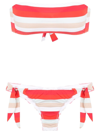 Amir Slama Frufru Striped Bandeau Bikini Set In Red