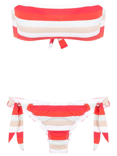 Amir Slama Frufru Striped Bandeau Bikini Set In Multicolour