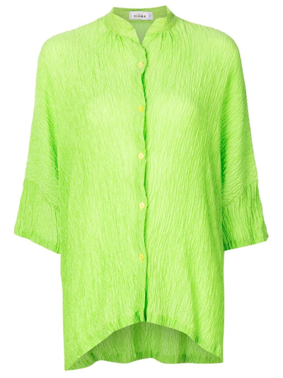 Amir Slama Crinckled-finish Silk Shirt In Green