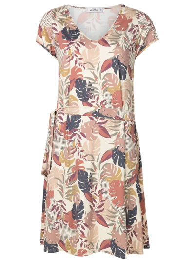 Amir Slama Floral-print Tied-waist Dress In Neutrals