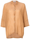 Amir Slama Crinckled-finish Silk Shirt In Brown