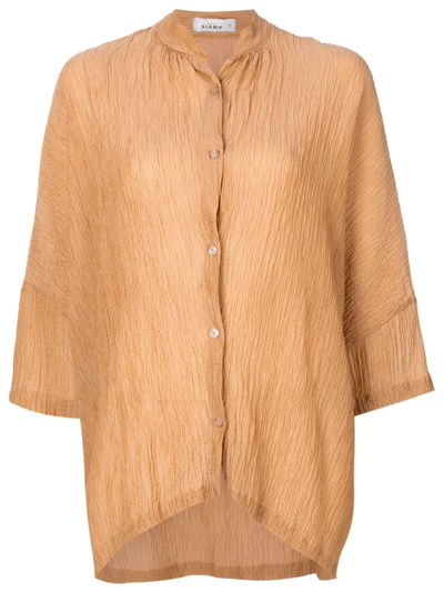 Amir Slama Crinckled-finish Silk Shirt In Brown