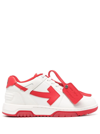 Off-white White & Red Out Of Office 'ooo' Sneakers