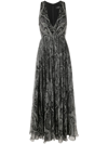 Etro Long Dress In Black Silk Chiffon With Paisley Print In Schwarz