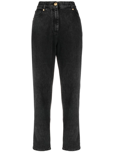 Balmain High-waisted Slim-cut Jeans In Schwarz