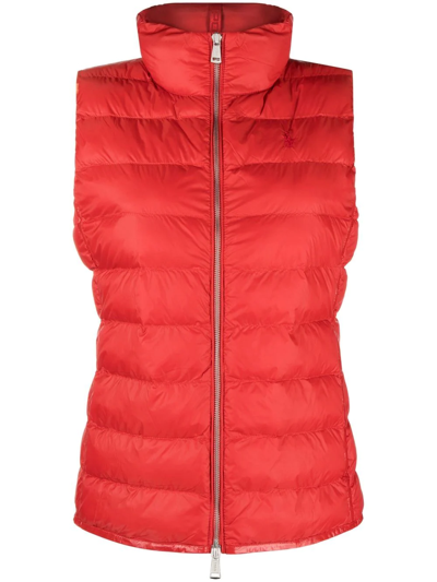 Polo Ralph Lauren Quilted Polo Pony Gilet In Rot