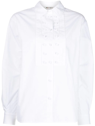 Ports 1961 Button-up Bib Shirt In White