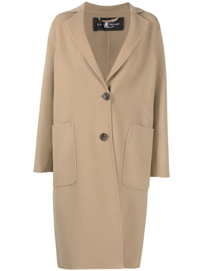 Luisa Cerano Buttoned-up Single-breasted Coat In Neutrals