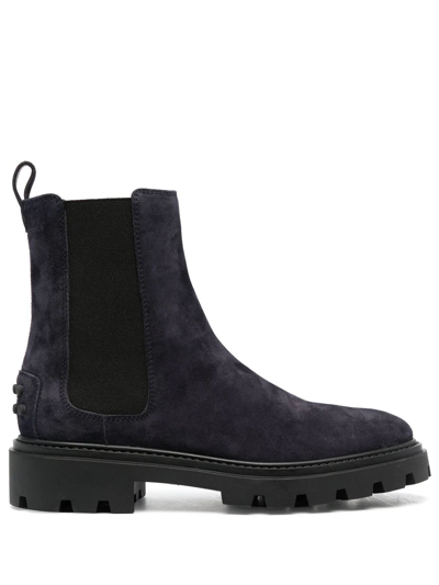 Tod's Panelled Chelsea Boots In Blau