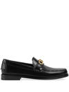 GUCCI LOGO-PLAQUE LEATHER LOAFERS