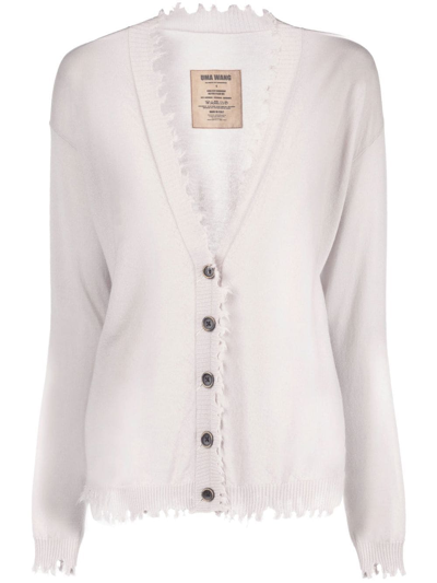 Uma Wang Distressed Cashmere Cardigan In Off White