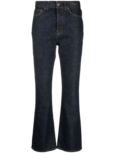 Chloé Iconic Navy Flared Jeans In Blau