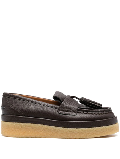 Chloé Jamie Tasseled Leather Loafers In Brown
