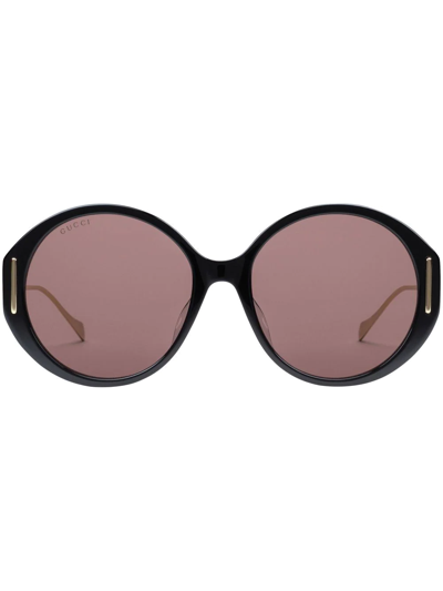 Gucci Interlocking G Round-frame Sunglasses In Black