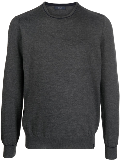 Fay Grey Jumper In Shaved Wool Knit