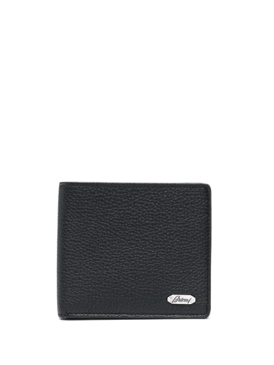 Brioni Logo-plaque Leather Wallet In Black Taupe