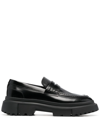 HOGAN LEATHER RIDGED-SOLE LOAFERS