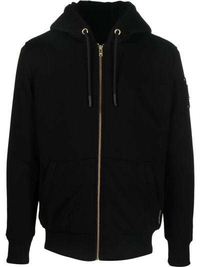Moose Knuckles Zip-up Hooded Jacket In Black