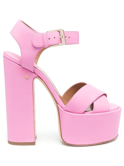 Laurence Dacade 160mm Leather Platform Sandals In Rosa