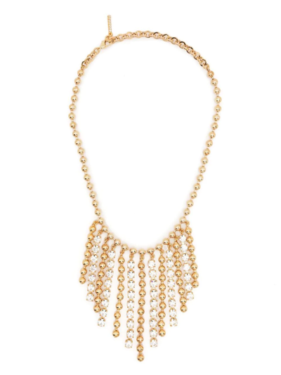 Alessandra Rich Fringed Crystal-bead Embellished Necklace In Multi