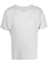 Issey Miyake Ribbed Texture Round Neck Short Sleeves In Grau
