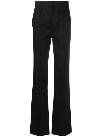 Saint Laurent High-waist Straight Trousers In Black