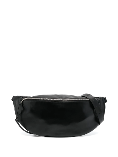 Jil Sander Debossed-logo Leather Belt Bag In Black