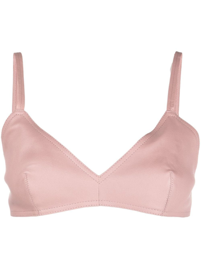 The Mannei Sierra Leather Cropped Tank Top In Rosa