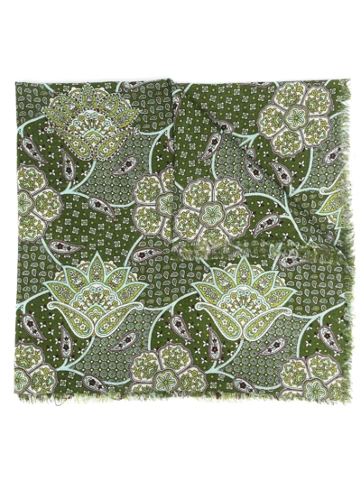 Altea Paisley-print Fringed Wool Scarf In Verde