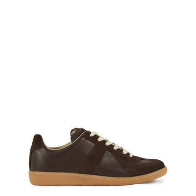 Maison Margiela Replica Suede Leather Gum Sole Sneakers In Black