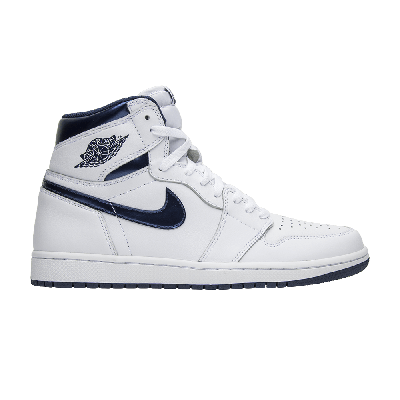 Pre-owned Air Jordan 1 Retro High Og 'metallic Navy' In White