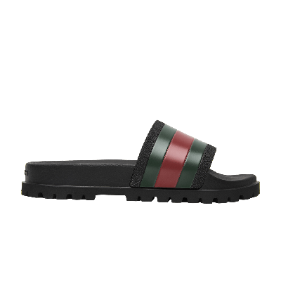 Pre-owned Gucci Web Slide 'black'