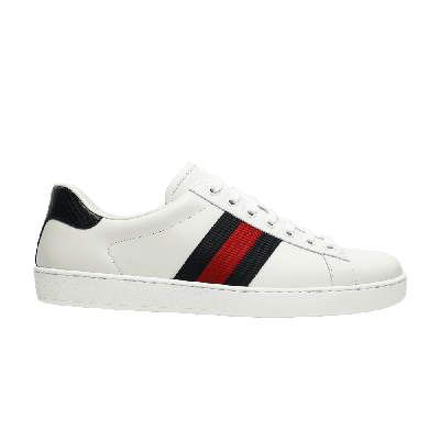 Pre-owned Gucci Ace Leather 'blue' In White