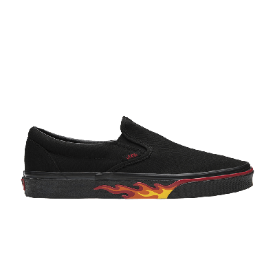 Pre-owned Vans Slip On 'flame Wall' In Black