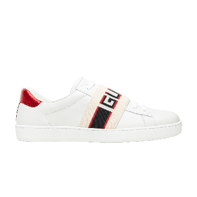 Pre-owned Gucci Stripe Leather Sneaker 'white Red Black'