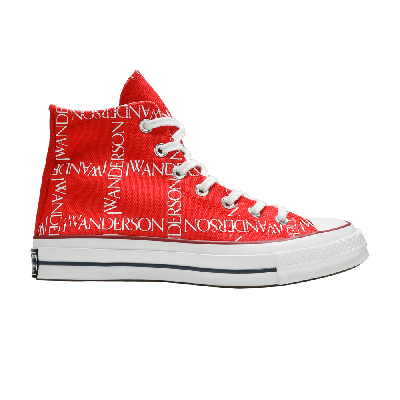 Pre-owned Converse J.w. Anderson X Chuck 70 Hi Top 'grid' In Red