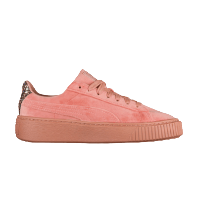 Pre-owned Puma Wmns Basket Platform Velvet 'gem Heel' In Pink