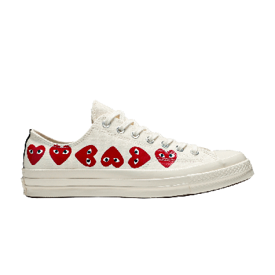Pre-owned Converse Comme Des Garçons Play X Chuck 70 Low Top 'multi Heart' In White