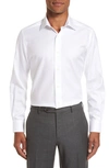David Donahue Trim Fit Royal Oxford Dress Shirt In White