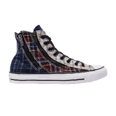 Pre-owned Converse Wmns Chuck Taylor All Star Double Zip Hi 'blue Plaid'