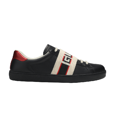 Pre-owned Gucci Ace Stripe Leather 'black'