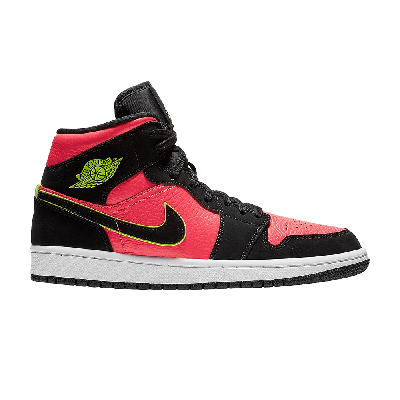 Pre-owned Air Jordan Wmns  1 Retro Mid 'hot Punch Volt' In Red