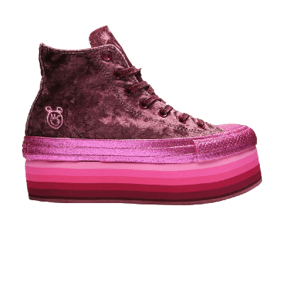 Pre-owned Converse Miley Cyrus X Wmns Chuck Taylor All Star Platform Hi 'dark Burgundy' In Pink