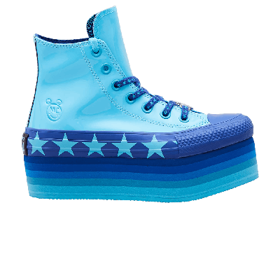 Pre-owned Converse Miley Cyrus X Wmns Chuck Taylor All Star Platform Faux Patent Hi 'gnarly Blue'