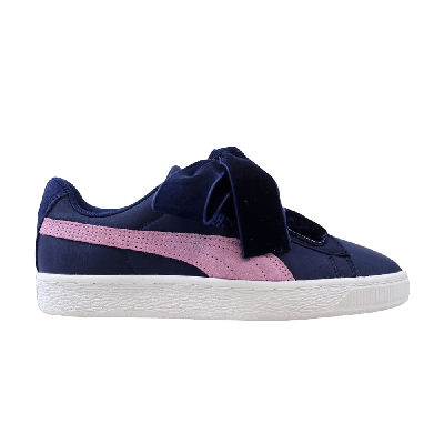 Pre-owned Puma Wmns Basket Heart Nylon 'blue Depths'